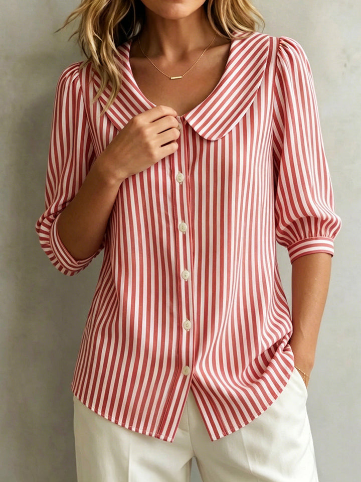 Jessica | Soft & Elegant Cotton Striped Blouse for Women 0