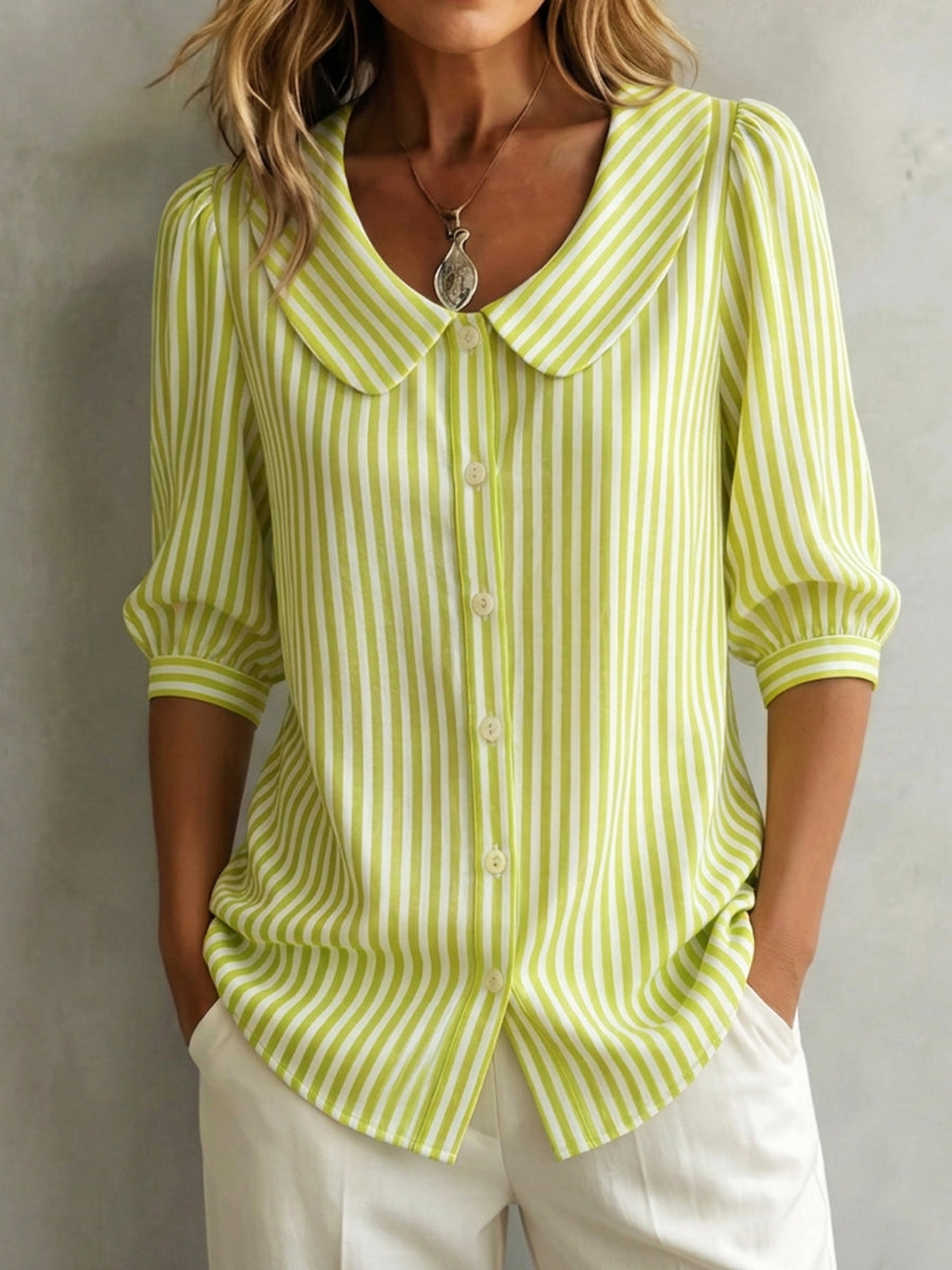 Jessica | Soft & Elegant Cotton Striped Blouse for Women 1