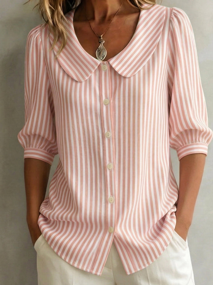 Jessica | Soft & Elegant Cotton Striped Blouse for Women 2