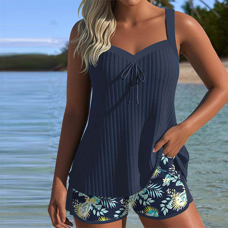 Jovia | Women's Tankini Swimwear Elegant Striped Two-Piece Set 0