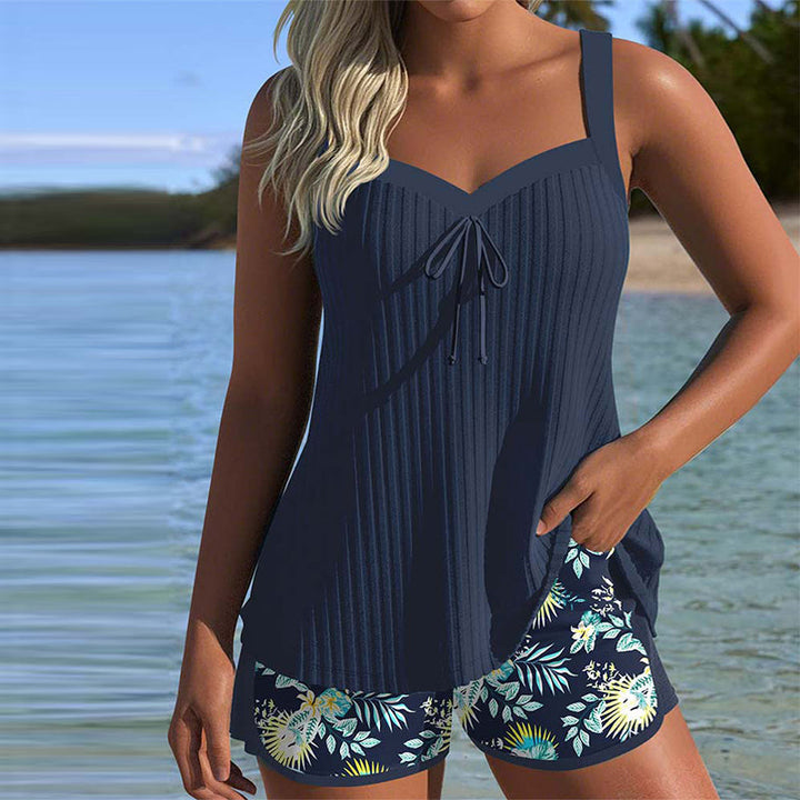 Jovia | Women's Tankini Swimwear Elegant Striped Two-Piece Set 0