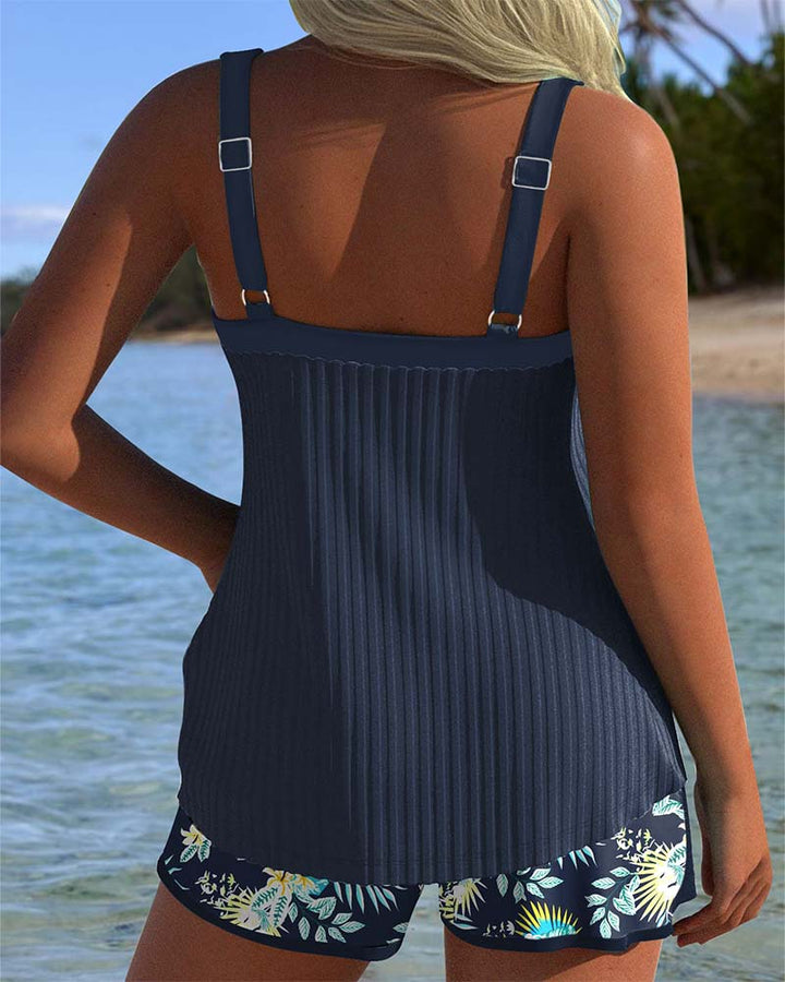 Jovia | Women's Tankini Swimwear Elegant Striped Two-Piece Set 1