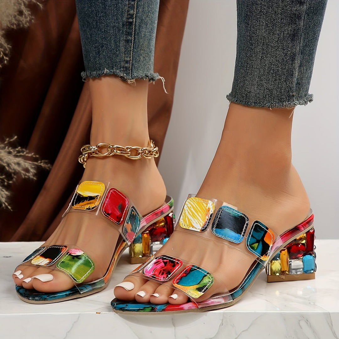 Judy | Stylish Multi-Strap Sandals with Clear Block Heel 0