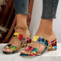 Bella | Sandalen mit Kristallriemen und Blockabsatz