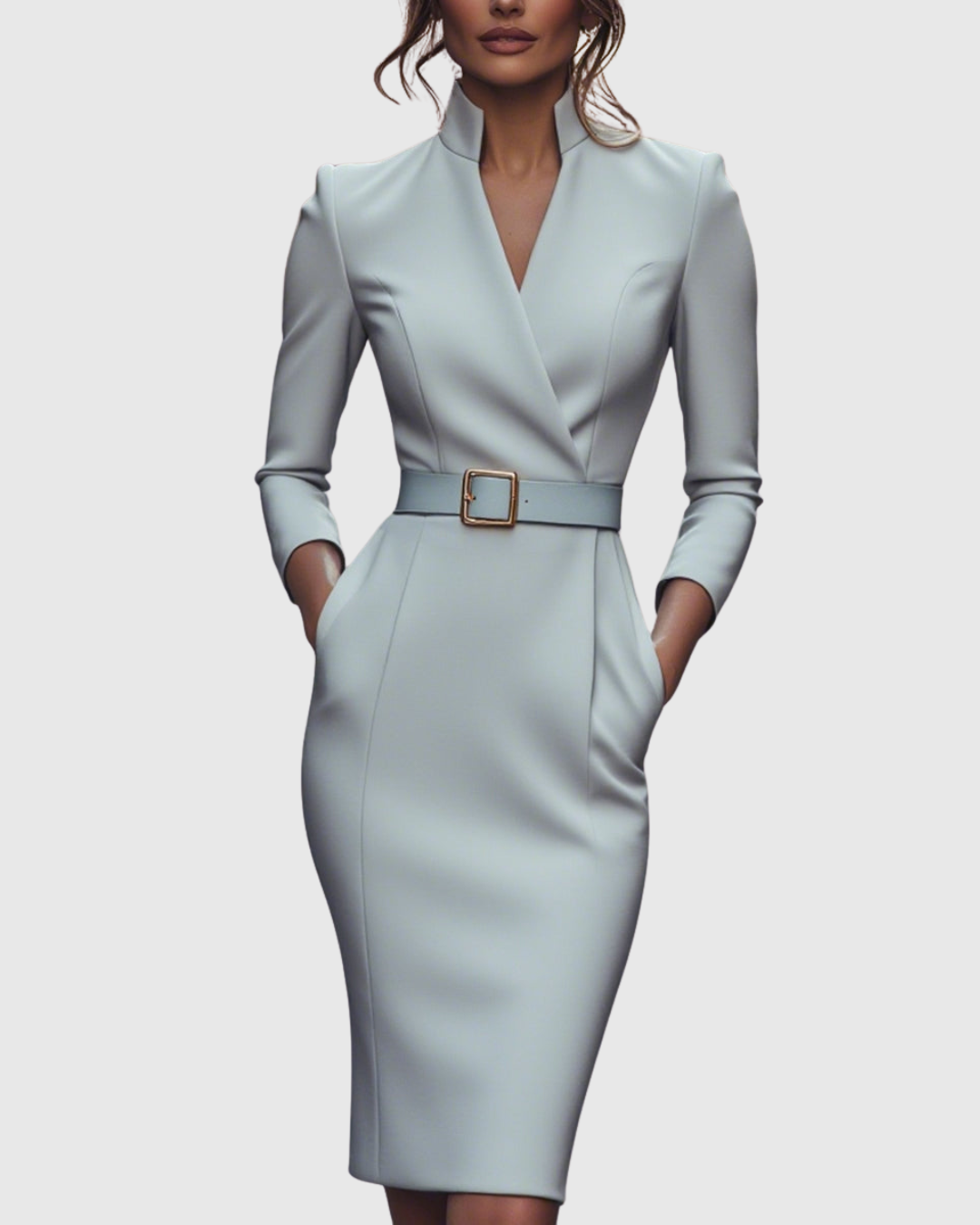Juliette | Elegant Structured Midi Dress with Belted Waist 10