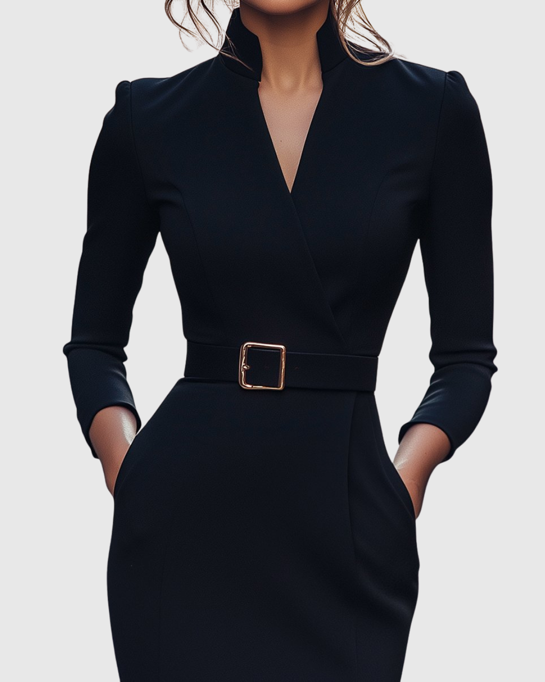 Juliette | Elegant Structured Midi Dress with Belted Waist 2