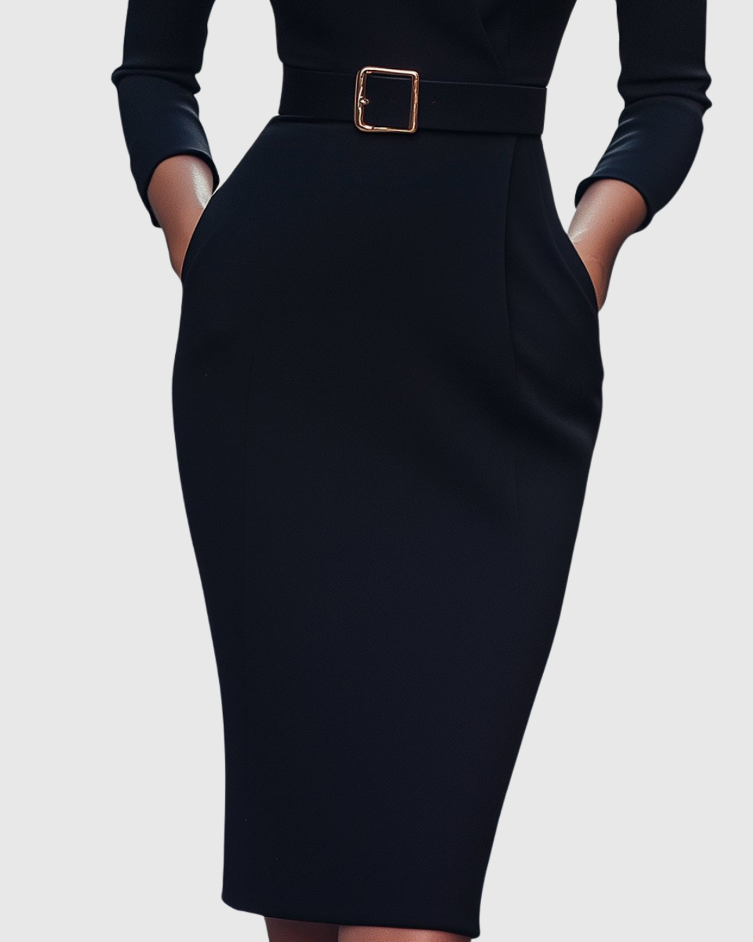 Juliette | Elegant Structured Midi Dress with Belted Waist 3