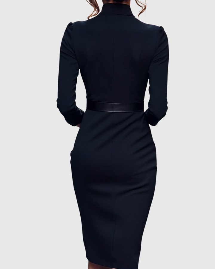 Juliette | Elegant Structured Midi Dress with Belted Waist 5