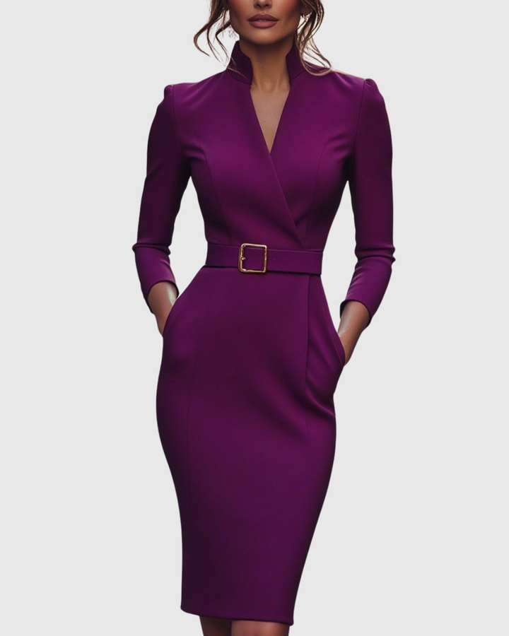 Juliette | Elegant Structured Midi Dress with Belted Waist 6