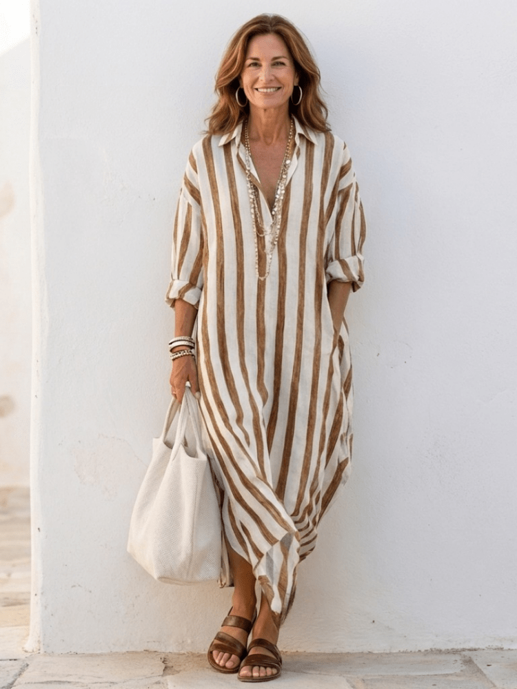 Karolin | Elegant shirt dress with striped pattern 6