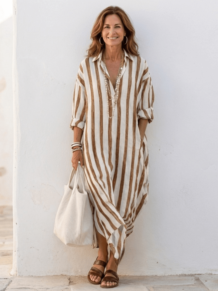 Karolin | Elegant shirt dress with striped pattern 6