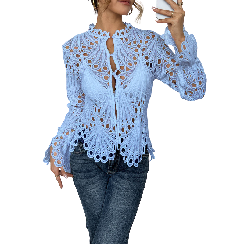 Katie | Lace Cutwork Tie-Front Blouse 2