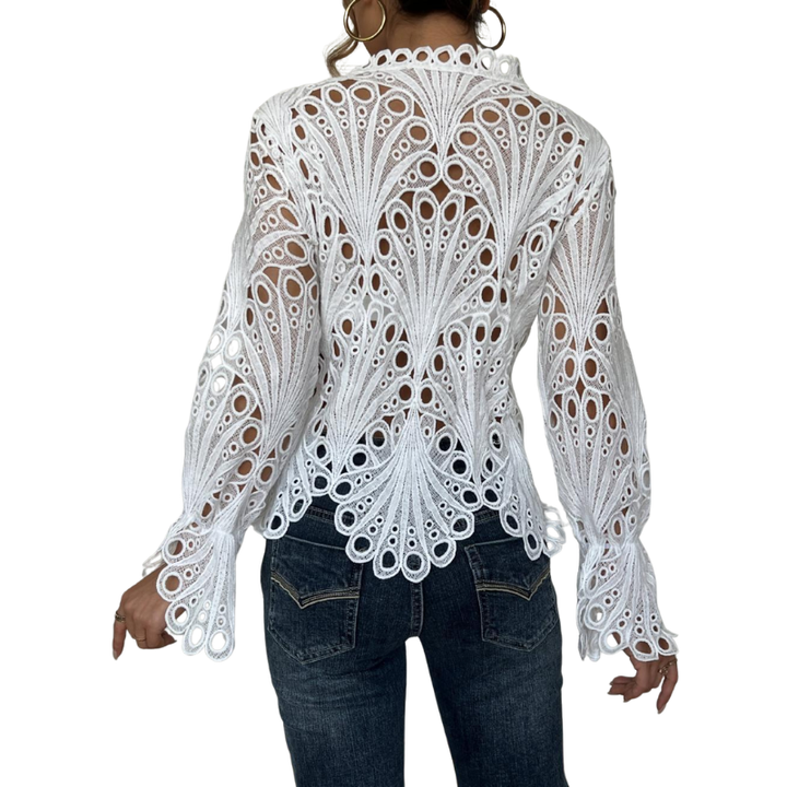 Katie | Lace Cutwork Tie-Front Blouse 4