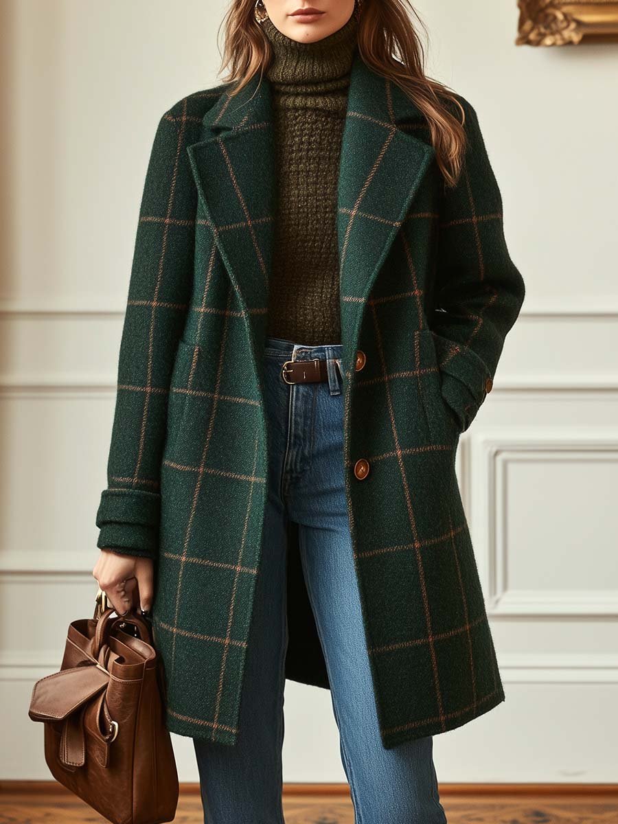 Kelsey | Elegant Retro Tweed Check Winter Coat 0