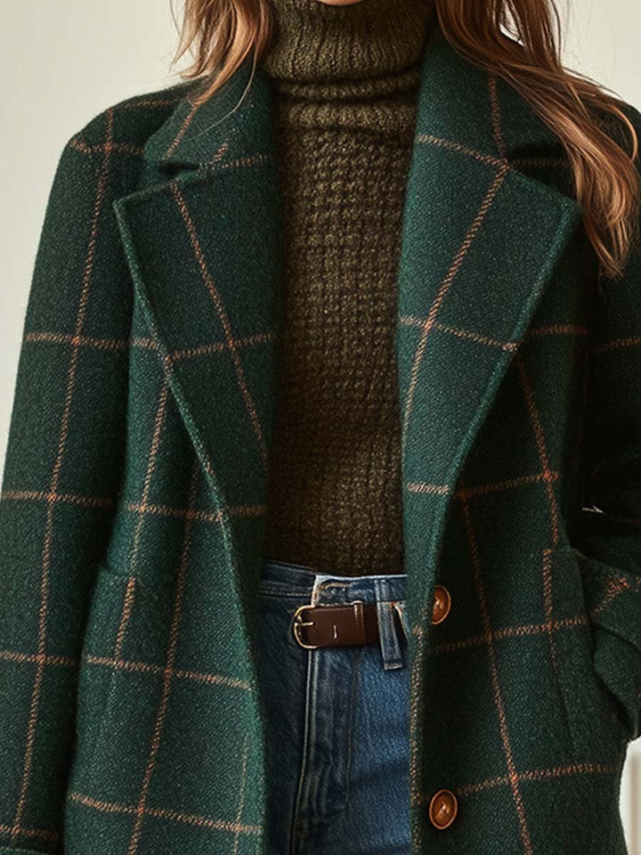 Kelsey | Elegant Retro Tweed Check Winter Coat 1