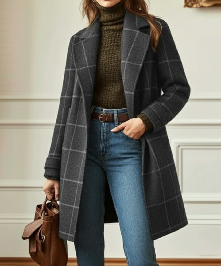 Kelsey | Elegant Retro Tweed Check Winter Coat 2