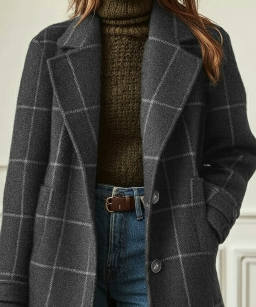 Kelsey | Elegant Retro Tweed Check Winter Coat 4
