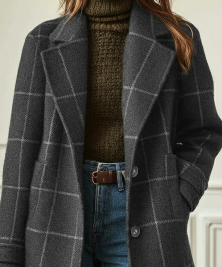 Kelsey | Elegant Retro Tweed Check Winter Coat 4