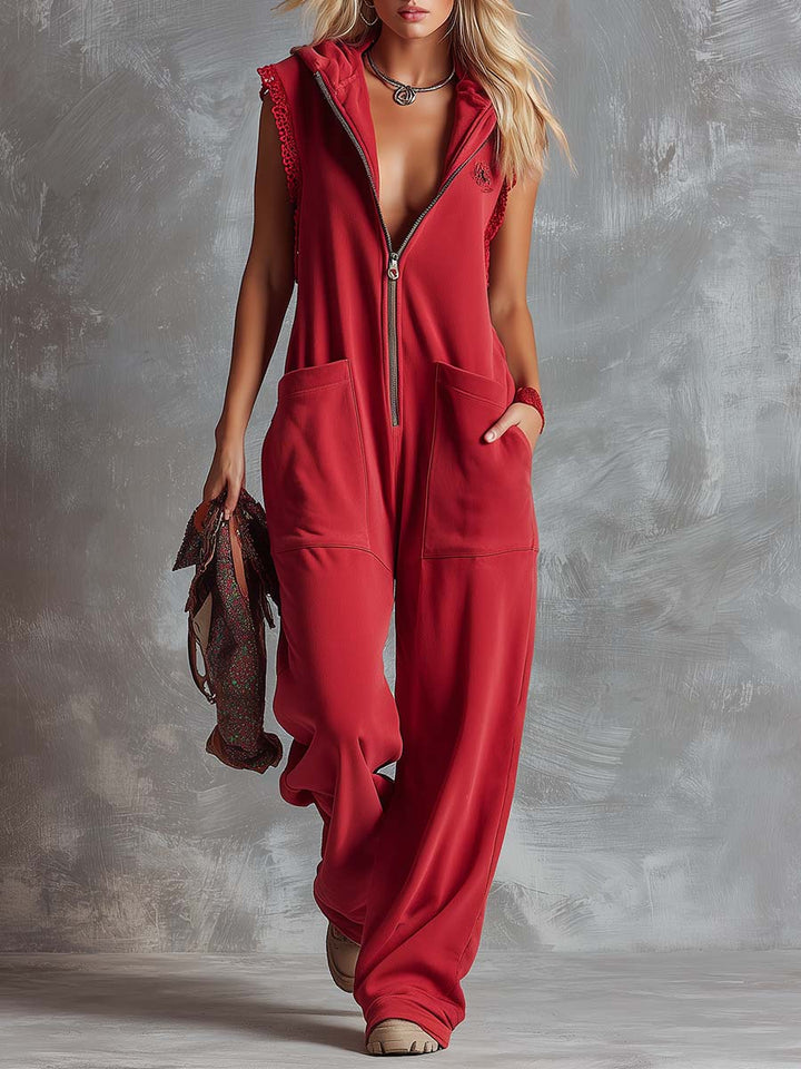 Kendra | Elegant and Comfortable Hooded Sleeveless Jumpsuit 0