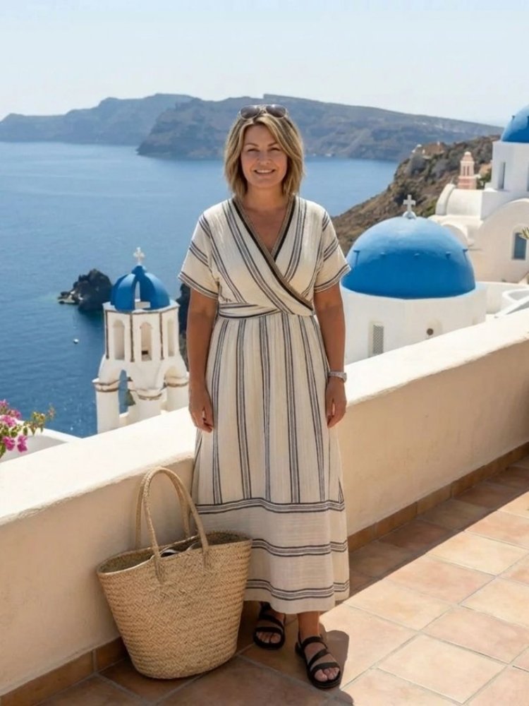 Kerstin | Elegant wrap midi dress with V-neck 3