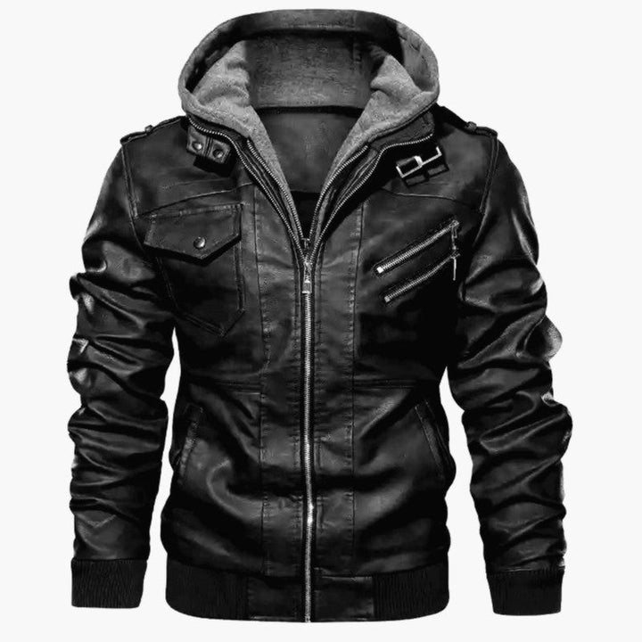 Kivits | Men's Leather Jacket – Stylish, Comfortable & Adjustable Hood 0