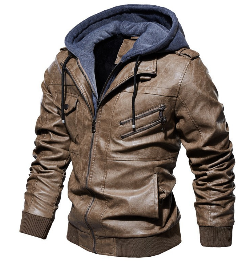 Kivits | Men's Leather Jacket – Stylish, Comfortable & Adjustable Hood 1