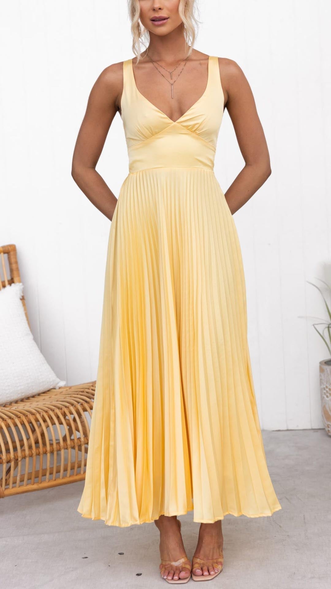 Latanya | Elegant Pleated Maxi Dress with Adjustable Straps 0