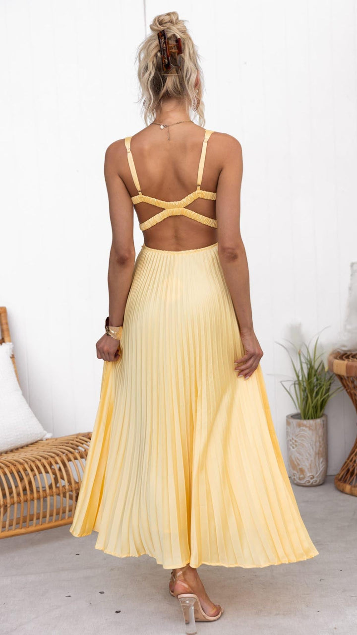 Latanya | Elegant Pleated Maxi Dress with Adjustable Straps 4
