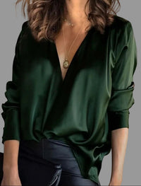 Vivienne | Blusa in raso drappeggiata con scollo a V