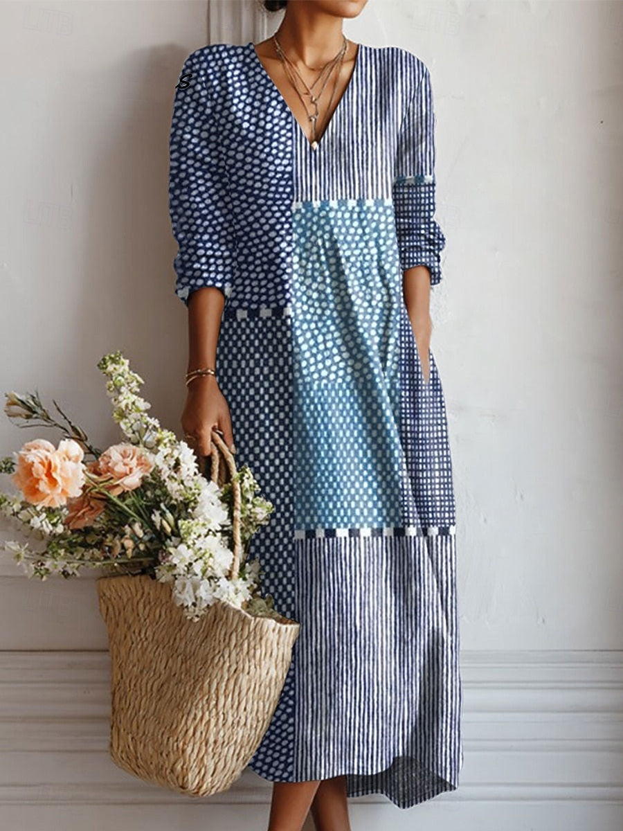 Lauren | Elegant Floral V-Neck Long Sleeve Midi Dress 5