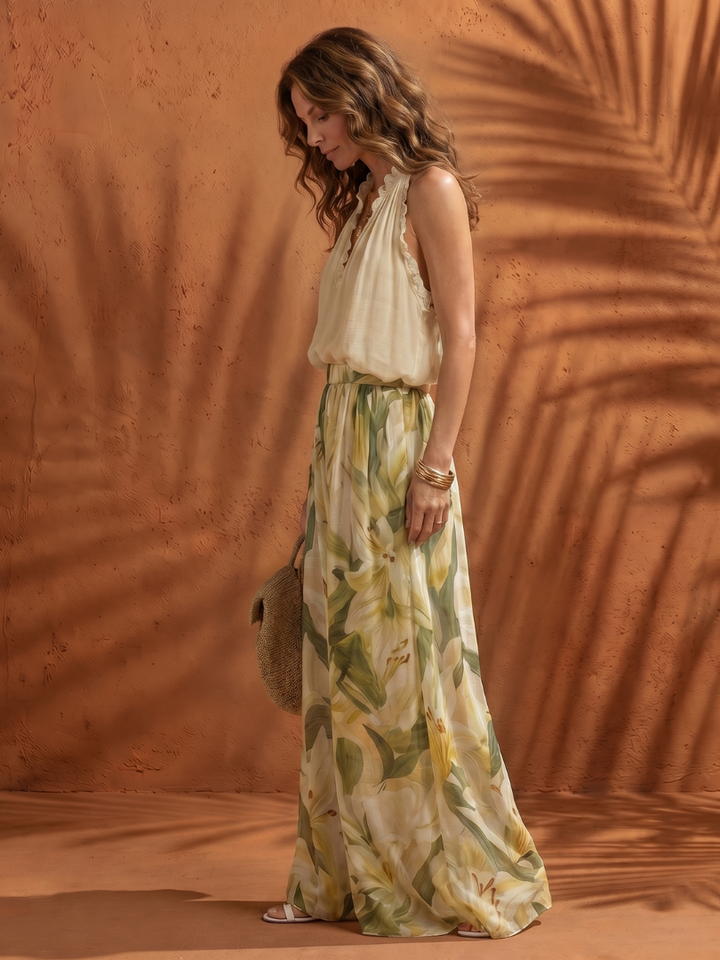Lauren | Floral Halter Neck Ruffle Blouse & Wide-Leg Trouser Set 2