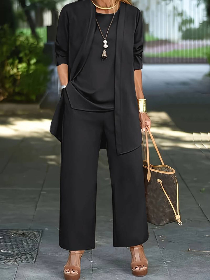 Libby | Elegant Round Neck Three-Piece Wide-Leg Set 3
