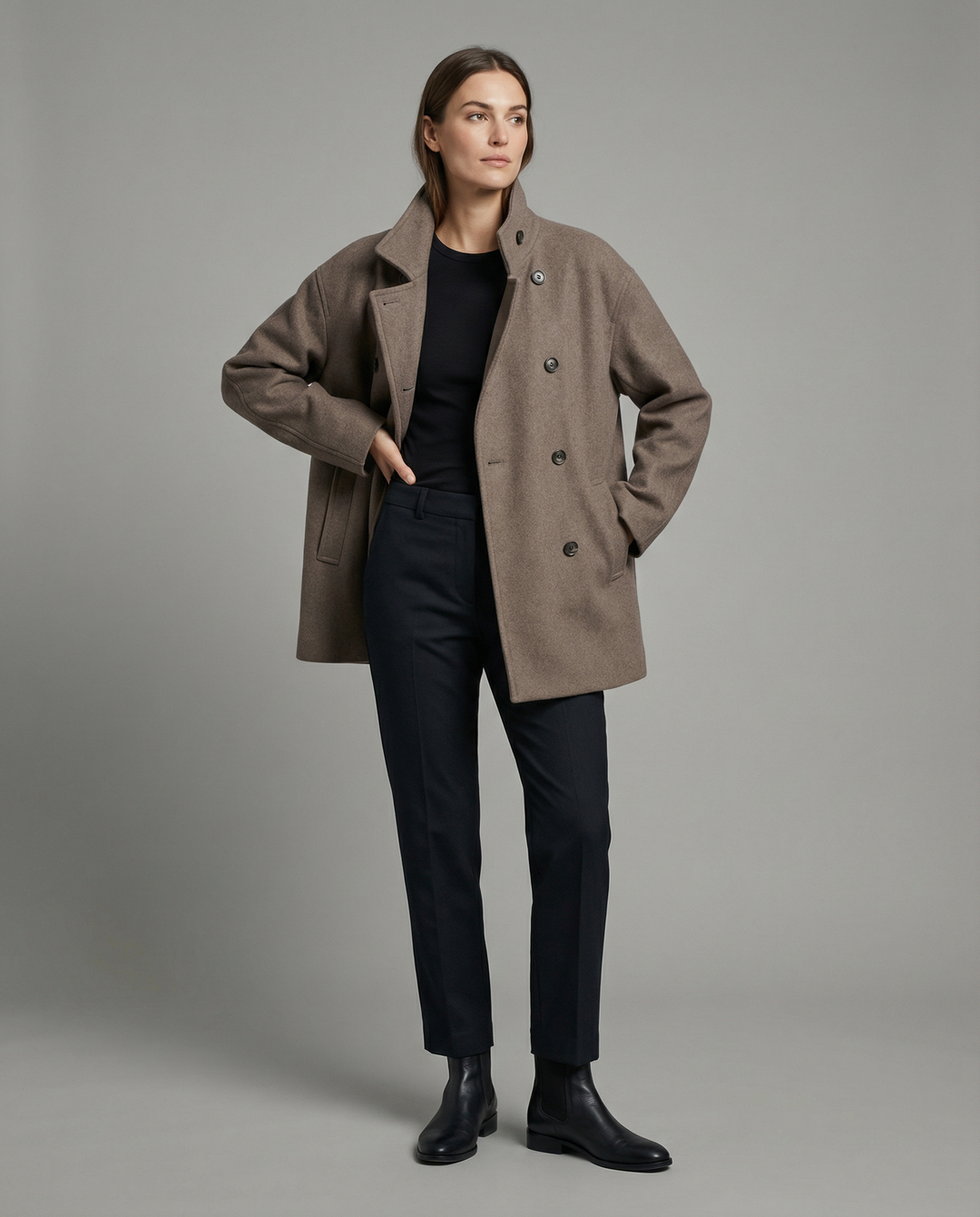 Lily | Elegant High-Collar Double-Breasted Cropped Jacket 1