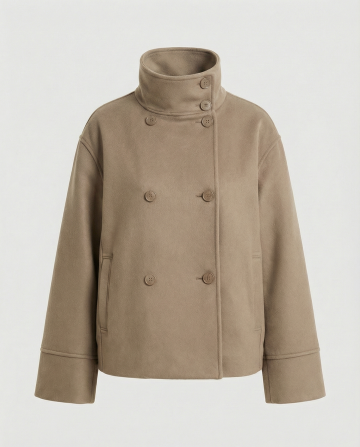 Lily | Elegant High-Collar Double-Breasted Cropped Jacket 5