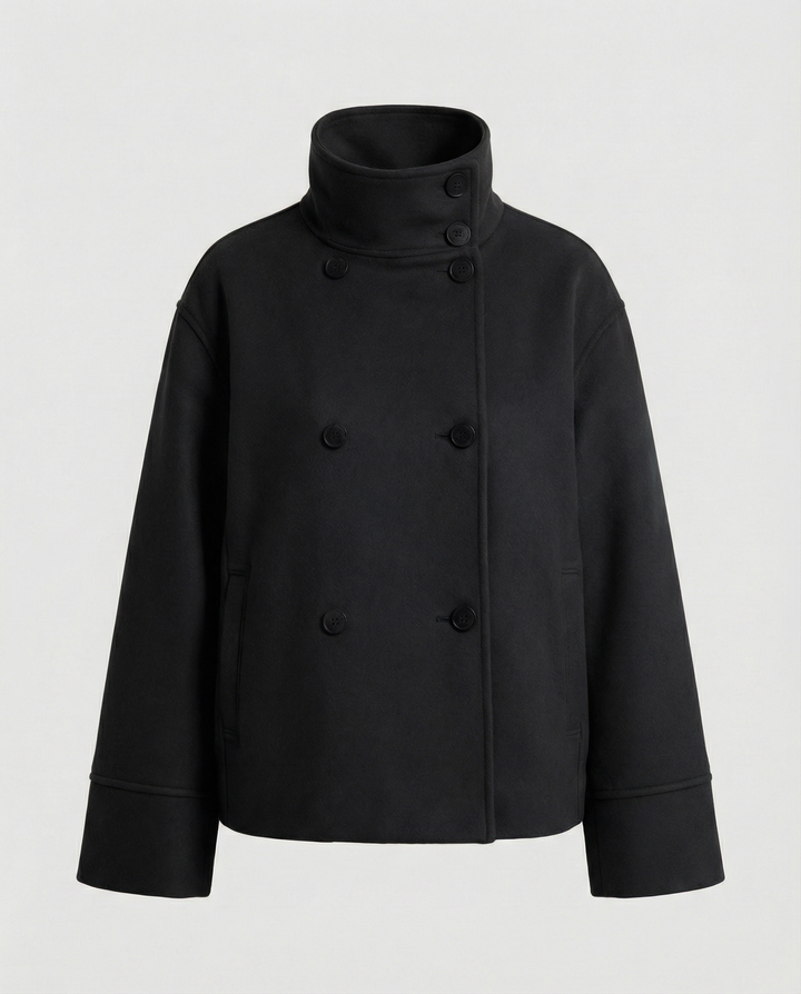 Lily | Elegant High-Collar Double-Breasted Cropped Jacket 6