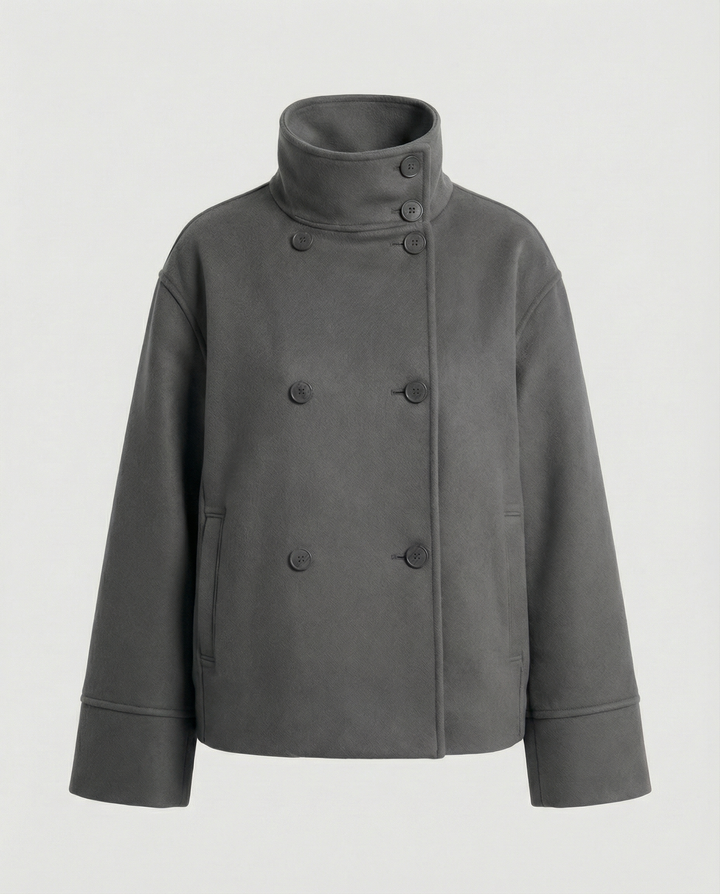 Lily | Elegant High-Collar Double-Breasted Cropped Jacket 8