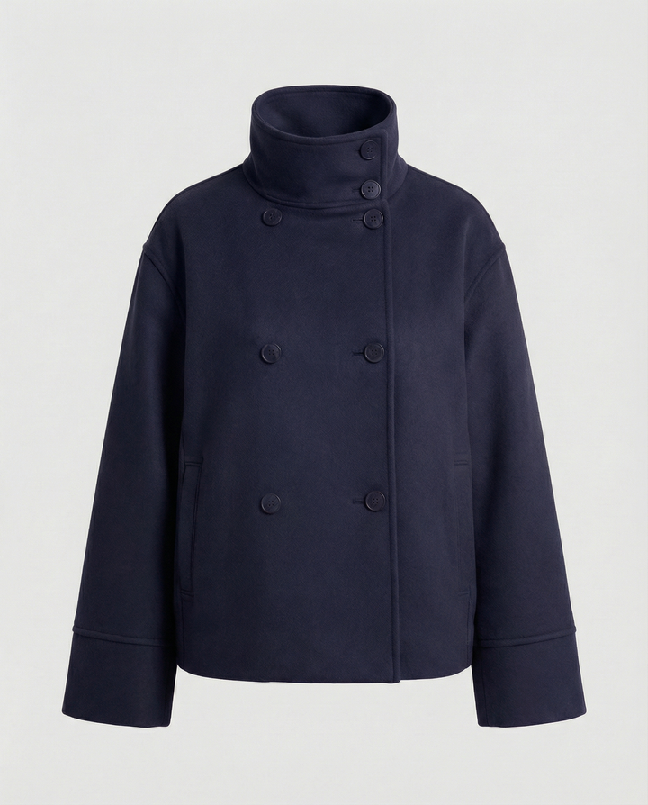 Lily | Elegant High-Collar Double-Breasted Cropped Jacket 9