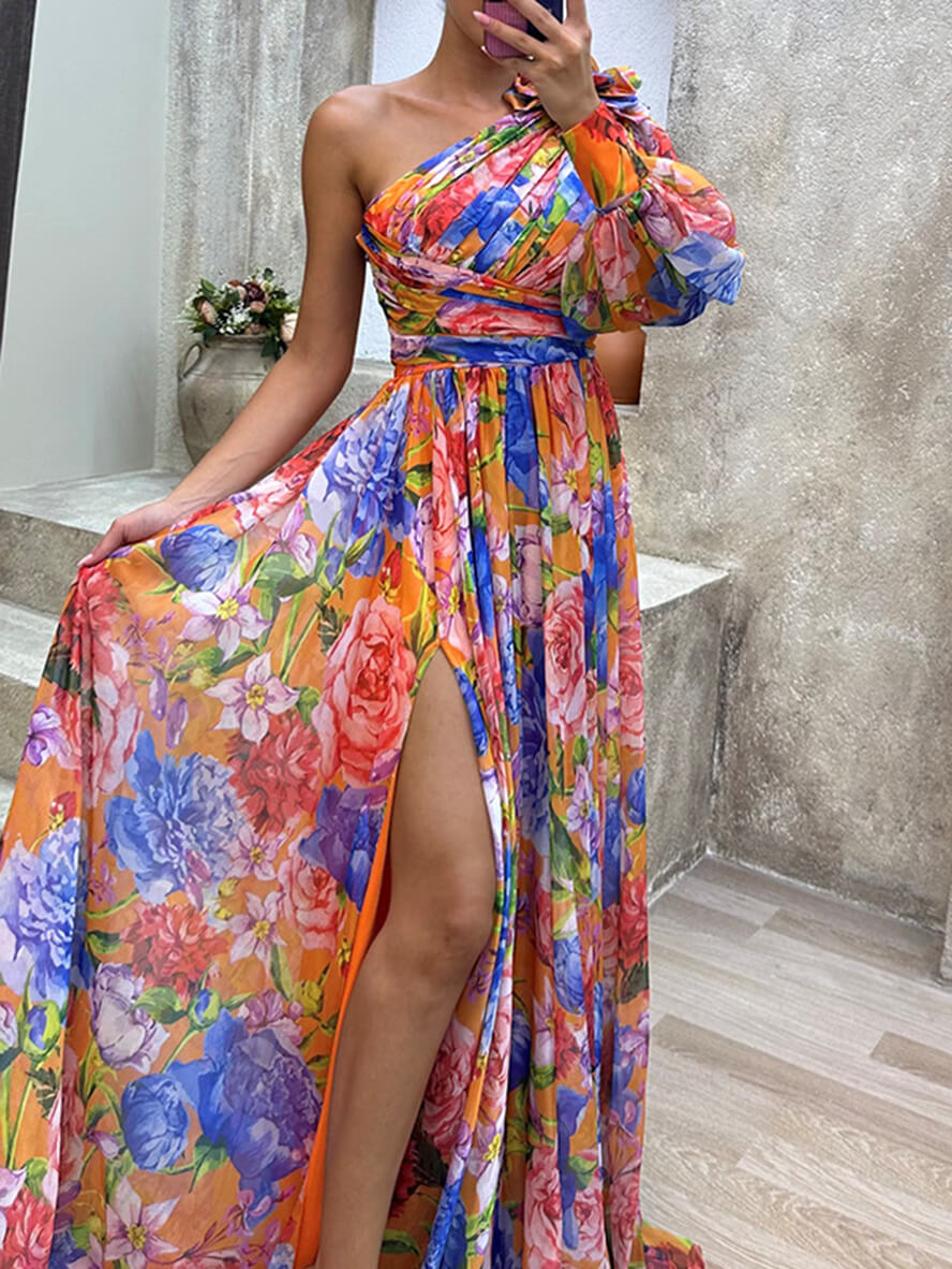 Lily | Elegant & Romantic One Shoulder Floral Maxi Dress 9