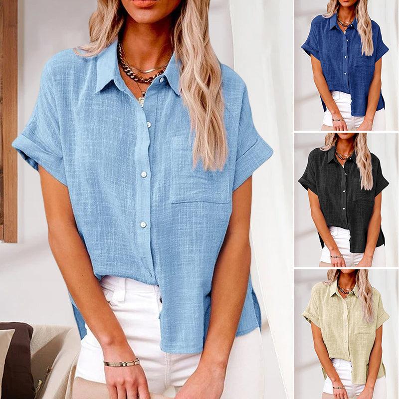 Lily | Relaxed Fit Short Sleeve Cotton-Linen Shirt 1