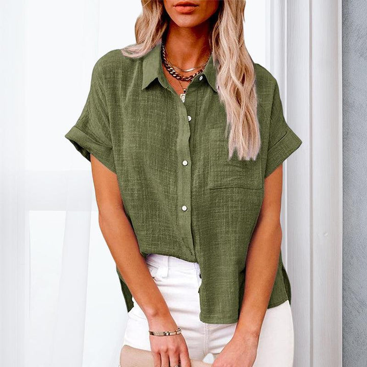 Lily | Relaxed Fit Short Sleeve Cotton-Linen Shirt 10