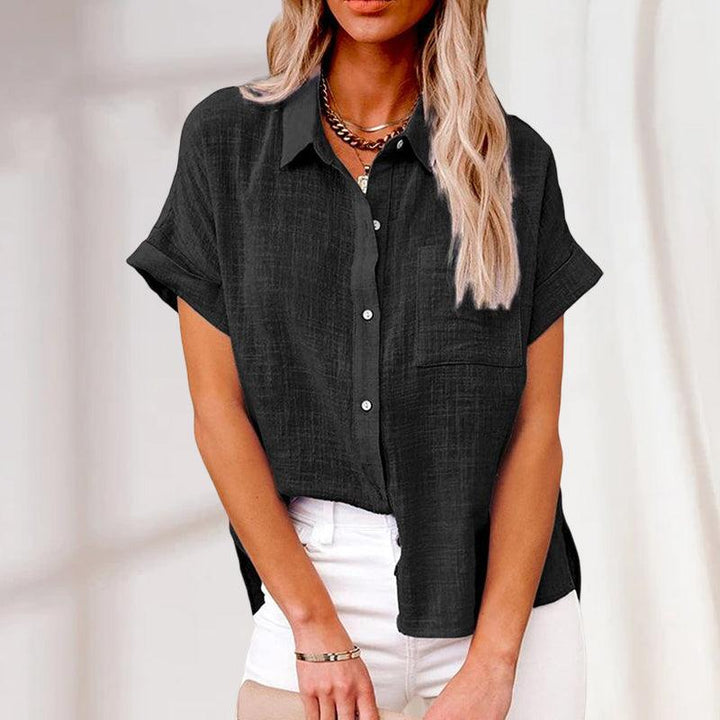 Lily | Relaxed Fit Short Sleeve Cotton-Linen Shirt 4