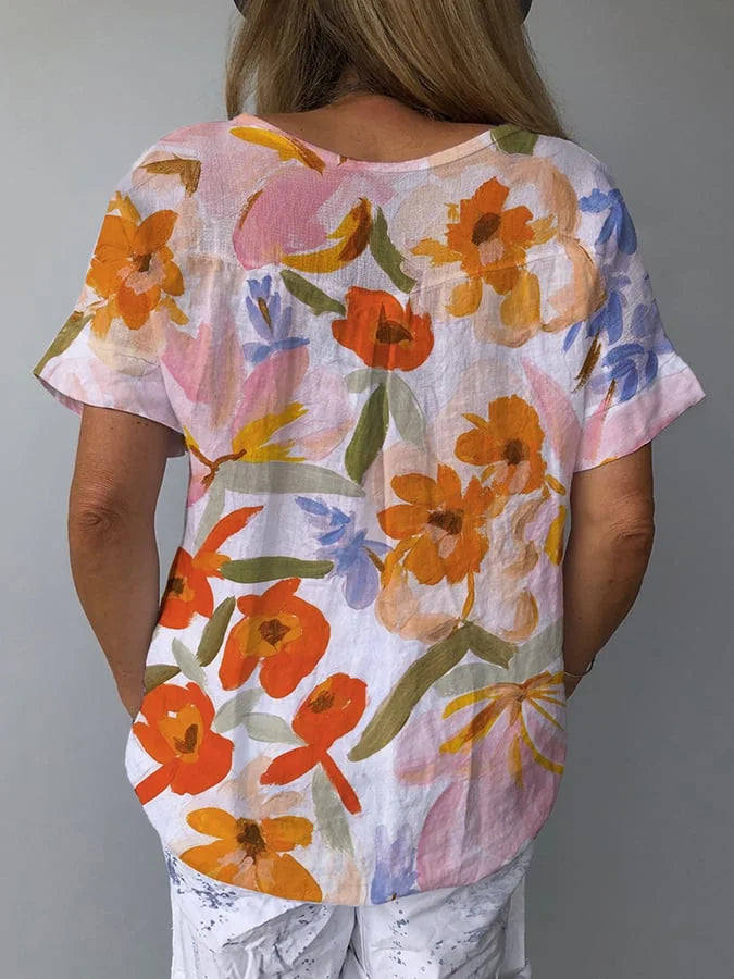 Lina | Relaxed Fit Retro Floral Women's Top 0