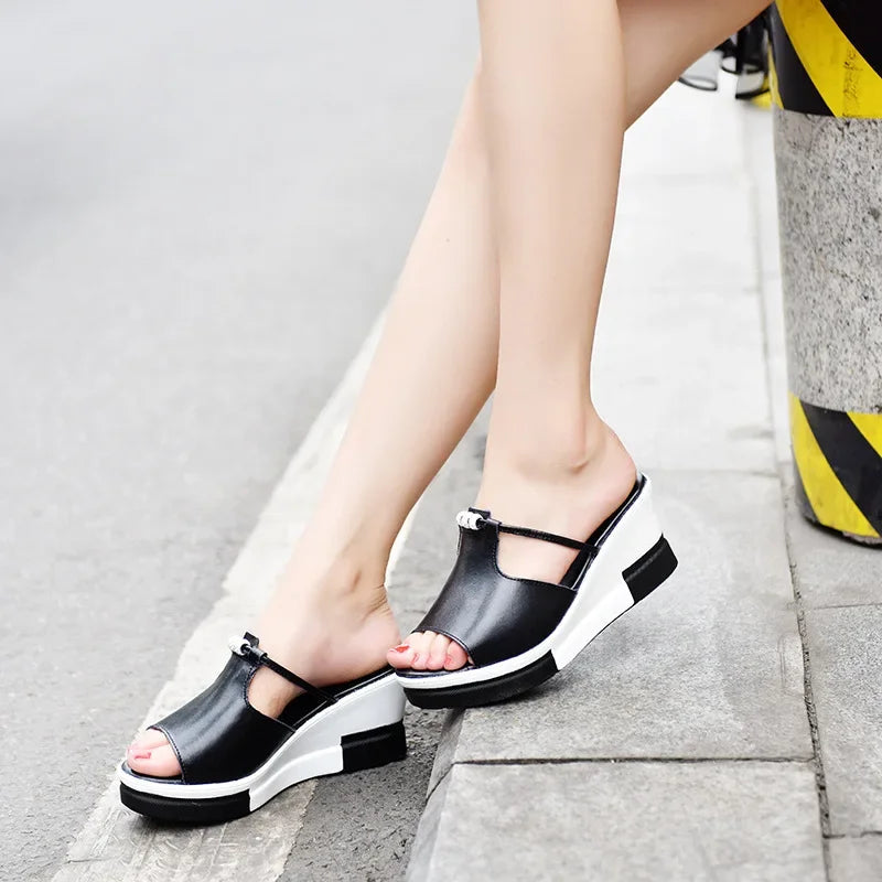 Liora | Black Wedge Sandals Elegant Supportive Women’s Fit 2