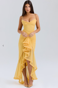 Anastasia | Elegant Lace Ruffle Midi Wedding Guest Dress
