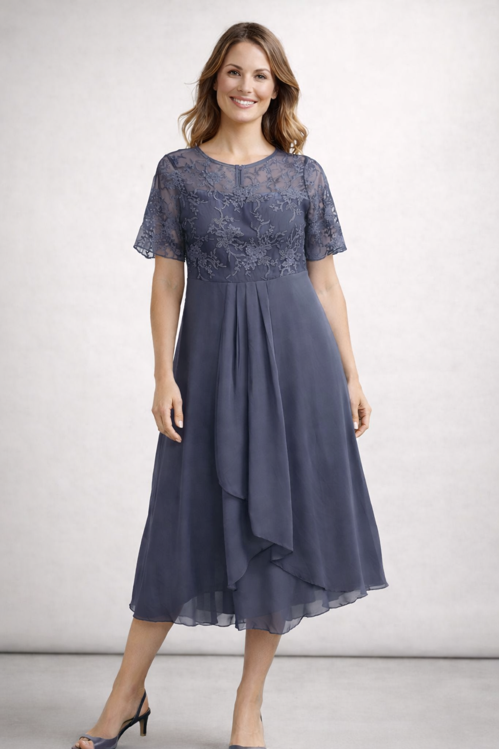 Liora | Women's Dress – Elegant Lace Top, Flared Skirt & Midi Length 6