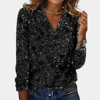 Zyvella | Sequin V-Neck Glitter Top