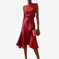 Livia | Elegant Asymmetrical Cut Midi Dress for Women