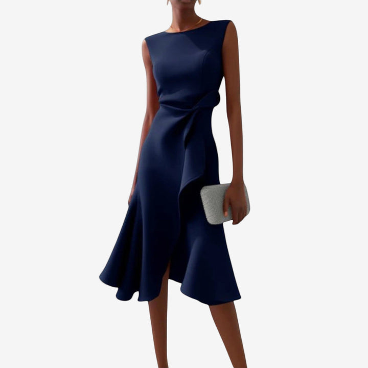 Livia | Elegant Asymmetrical Cut Midi Dress for Women 2