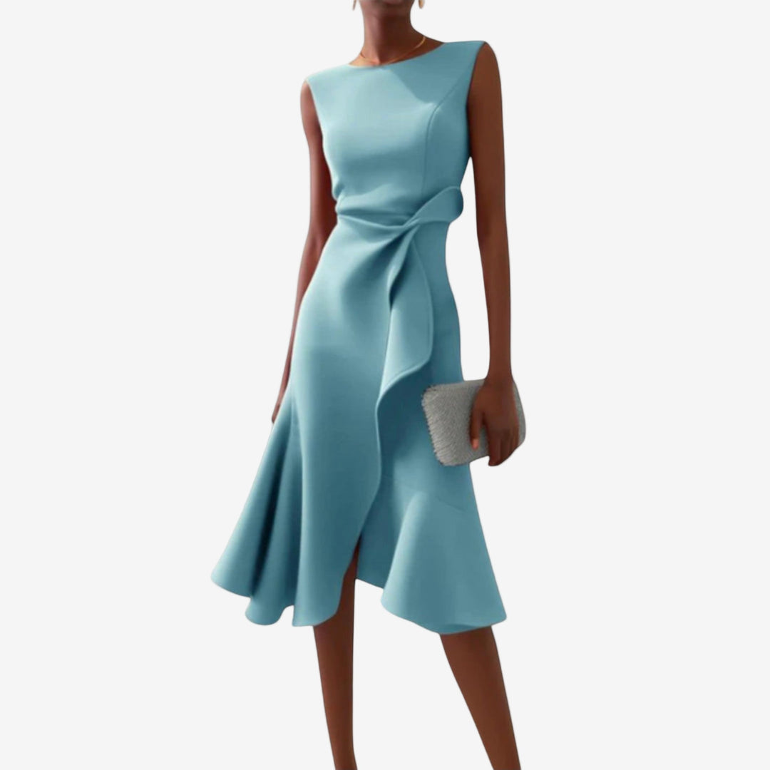 Livia | Elegant Asymmetrical Cut Midi Dress for Women 4