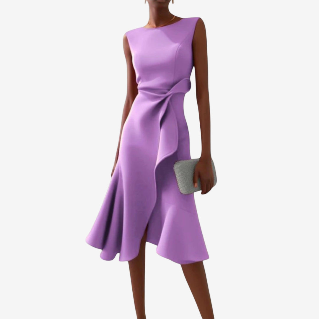 Livia | Elegant Asymmetrical Cut Midi Dress for Women 5